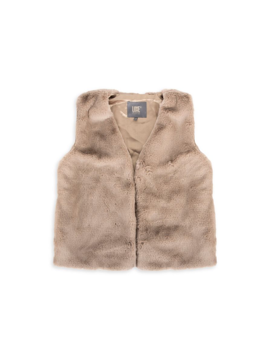 

Жилет из искусственного меха с открытым передом Luxe Faux Fur, желто-коричневый