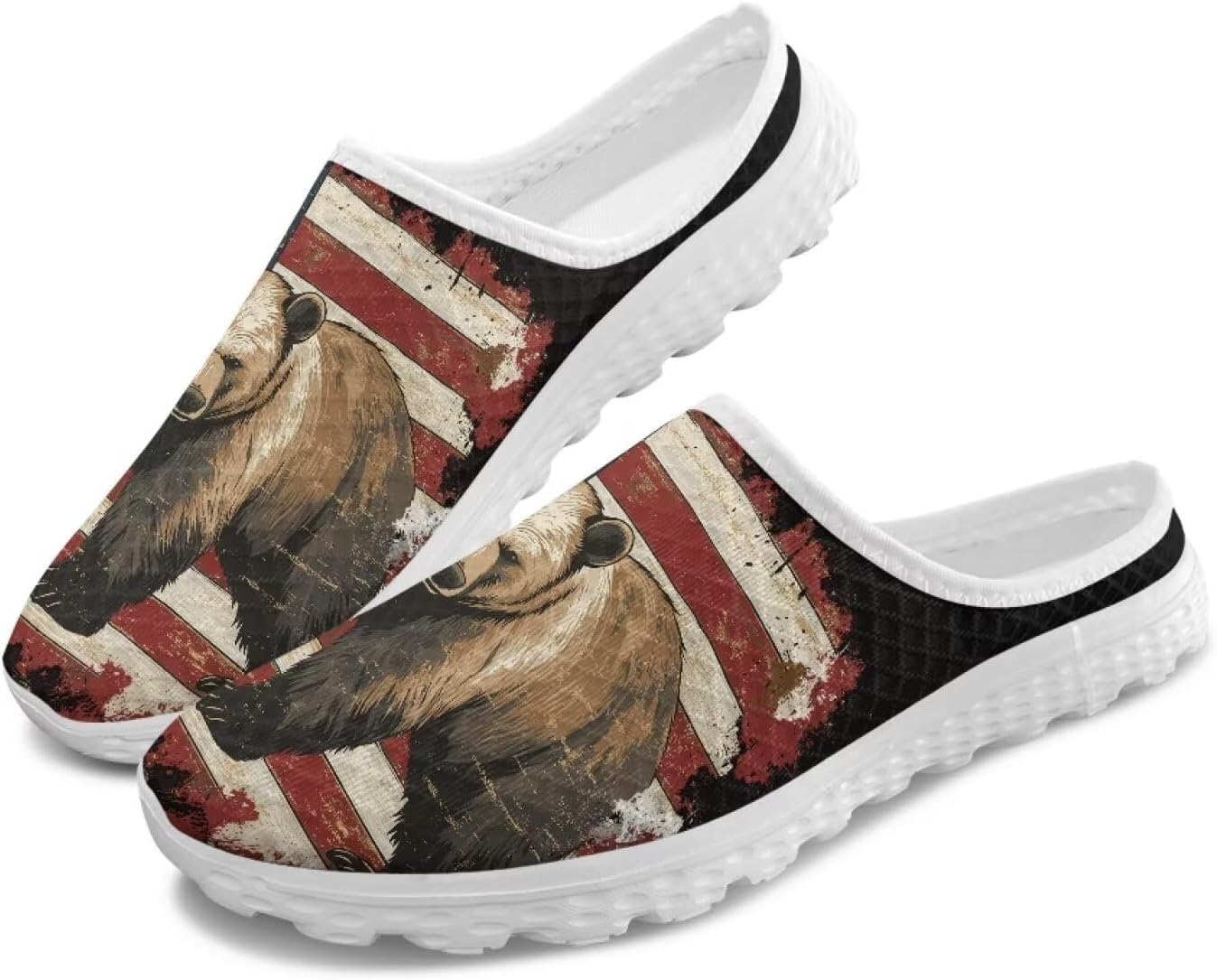 

Мужские модные шлепанцы мюли без задника с легкой сеткой, комфортные, поддерживающие, дышащие, с противоскользящей подошвой, идеальны для повседневной носки Ocwfudsx, Flag Bear