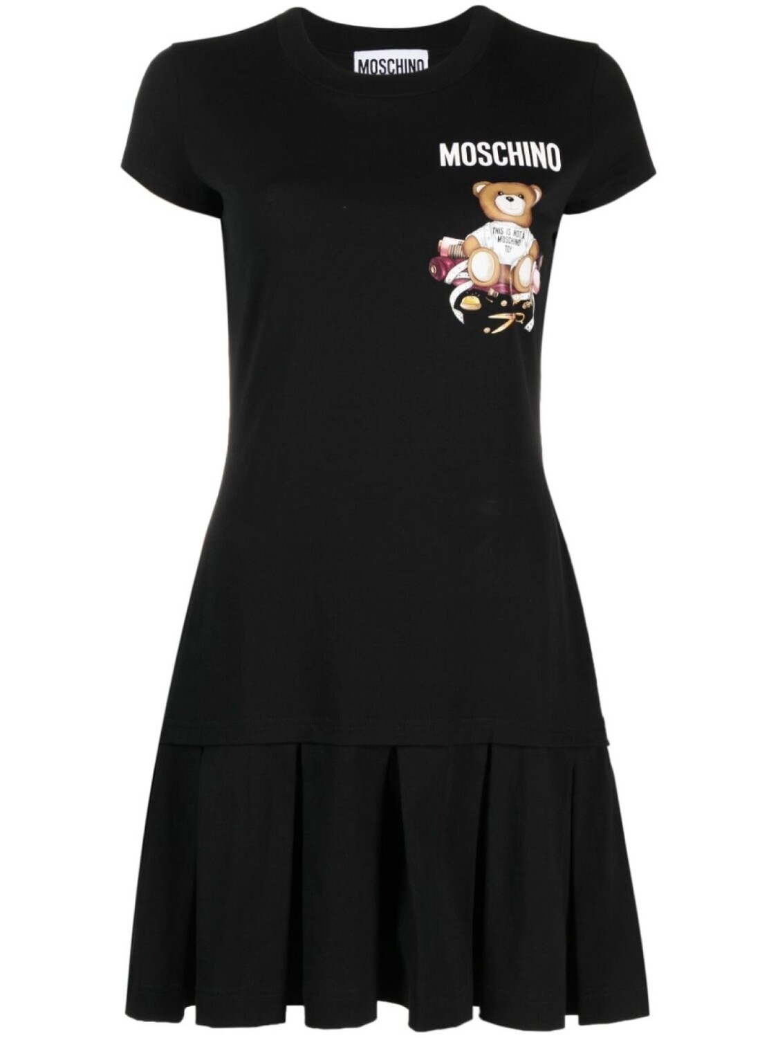 

Moschino платье мини с логотипом и складками, черный