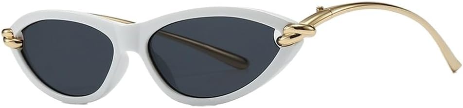 

Женские солнцезащитные очки в тонкой оправе, стильные «кошачий глаз», панк-металлические солнцезащитные очки, модные очки-«кошачий глаз» для женщин WNCKSQ, C3whitegray