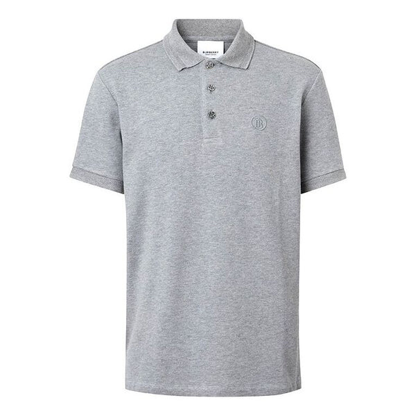 

Футболка men's ss21 button mesh short sleeve polo shirt gray Burberry, серый