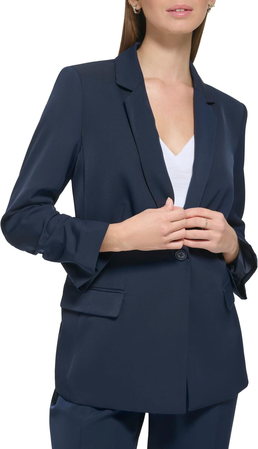 

Куртка Calvin Klein Ruched Sleeve Jacket with Button, цвет Twilight