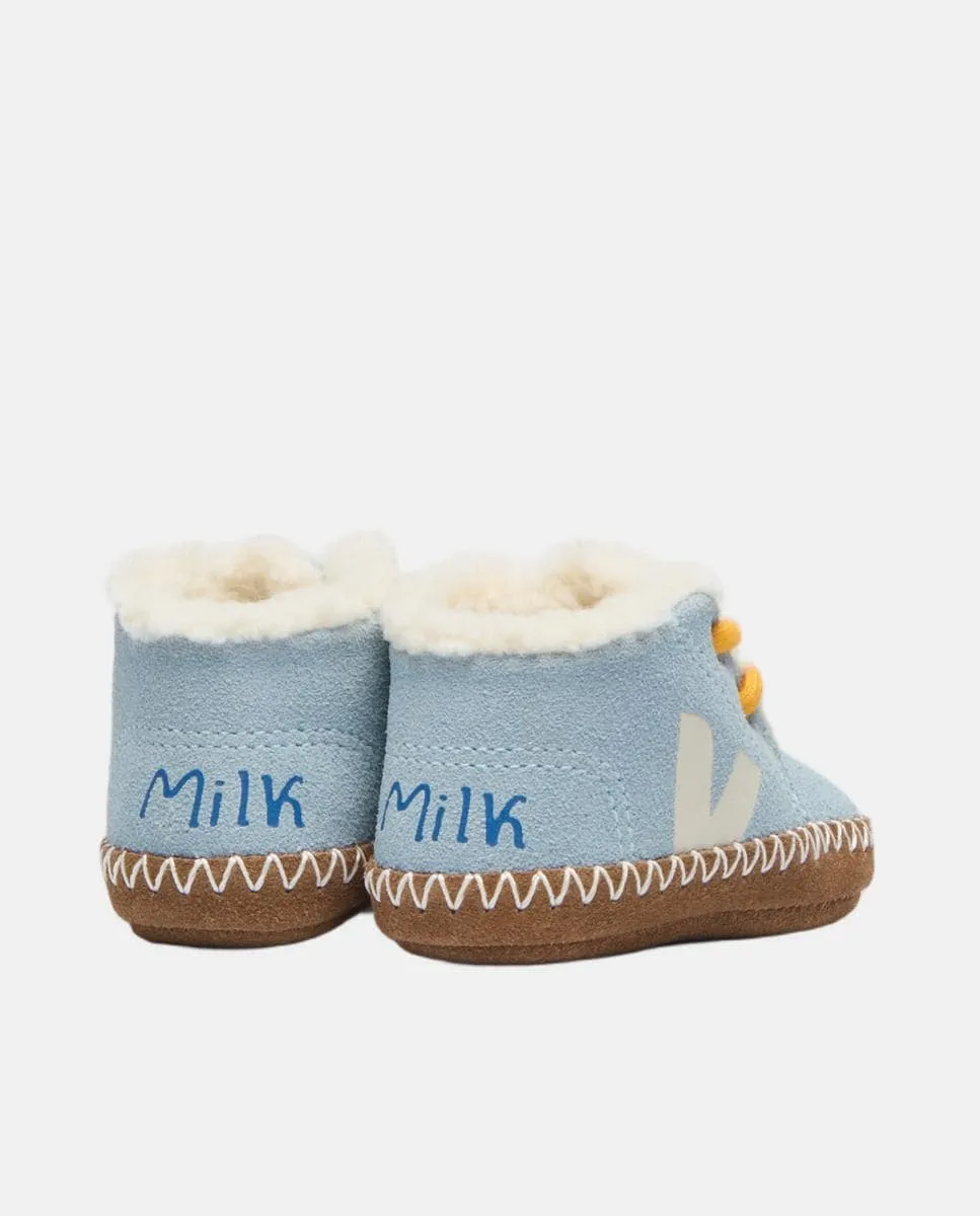 Детские кроссовки для мальчика, сотрудничество с Milk, модель Winter из замши Veja, голубой — фото 2