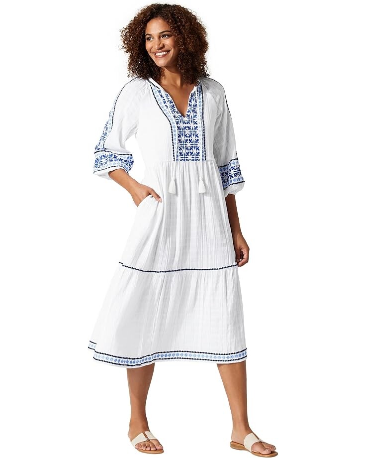 

Платье Tommy Bahama Mykonos Tiered Midi, белый