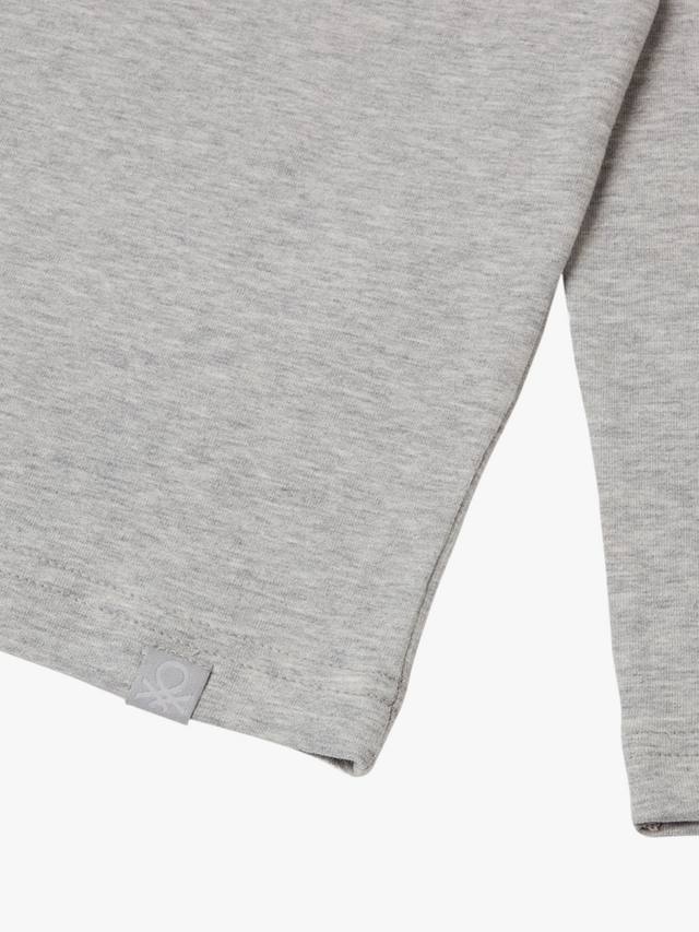 Детская футболка с высоким воротником и длинными рукавами Benetton, Grey — фото 3