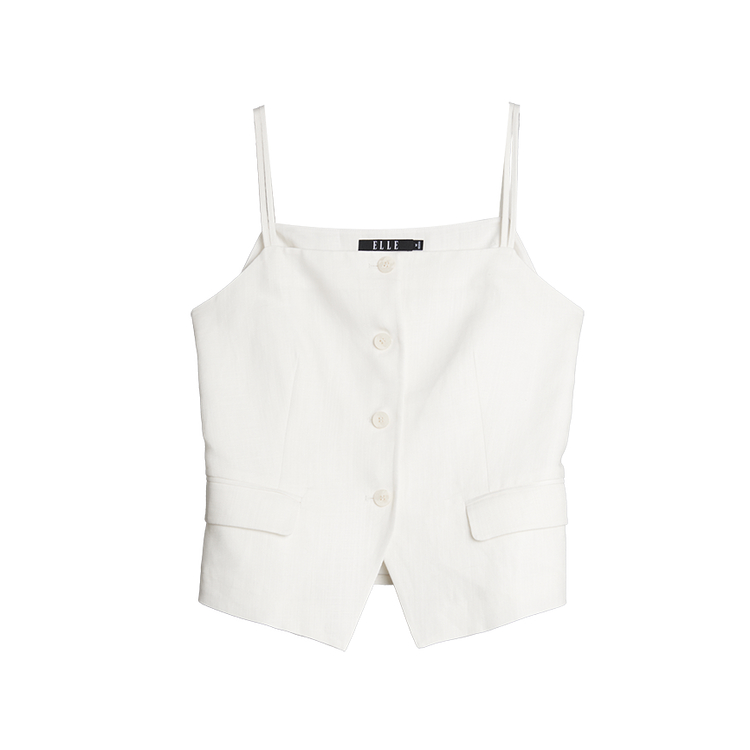 

ELLE Топ женский белый с квадратным вырезом и умеренной шнуровкой
