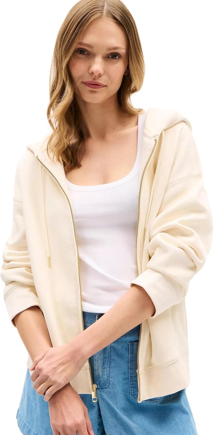 

Женская толстовка свободного кроя с капюшоном на молнии TOMMY HILFIGER, коллекция 2024, размер M, черный, Calico