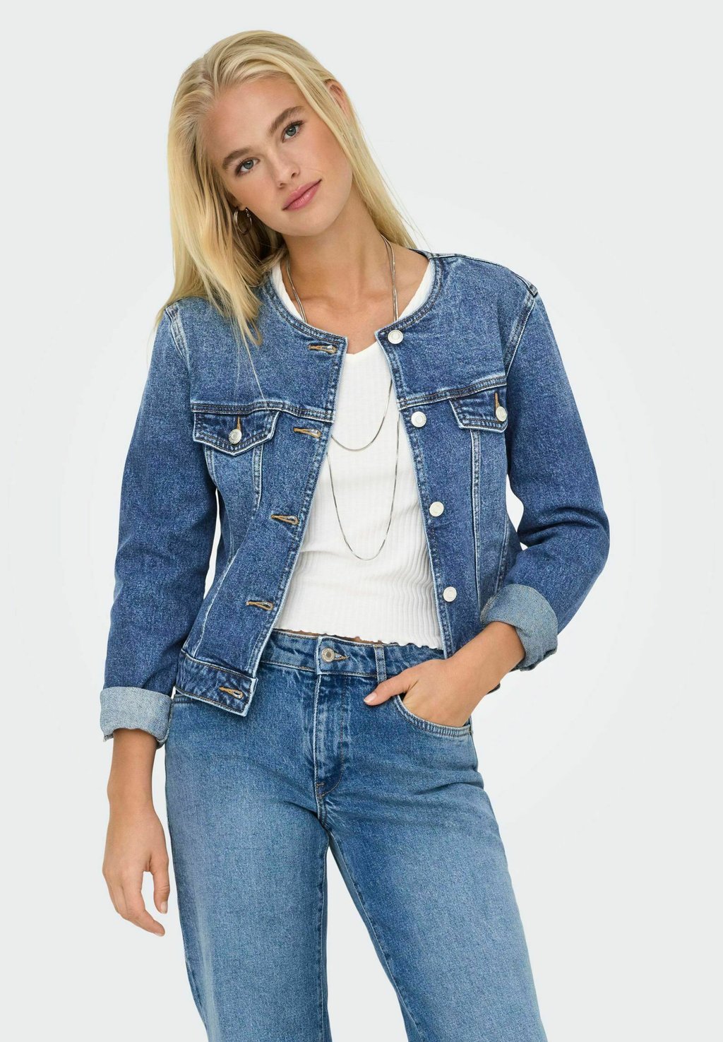 

Джинсовая куртка ONLKATHY ROUND COLLAR ONLY, цвет Medium Blue Denim