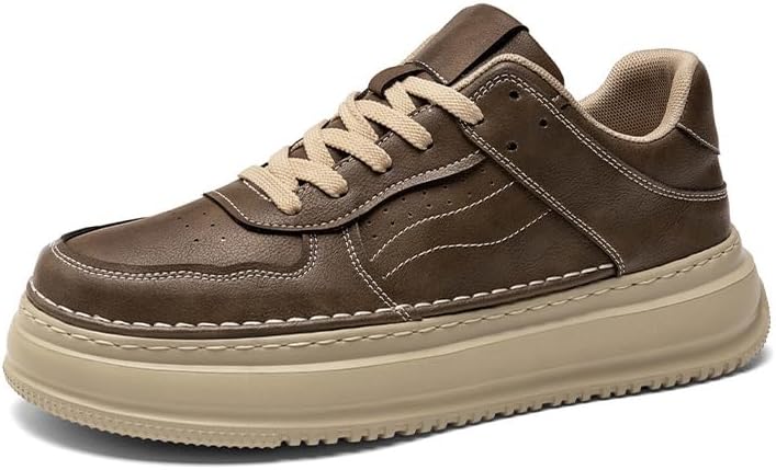 

Мужские кожаные кроссовки на шнуровке, удобная обувь для ходьбы, с амортизирующей подошвой, утягивающие кроссовки для мужчин, повседневные скейт-кроссовки Trcloltc, хаки