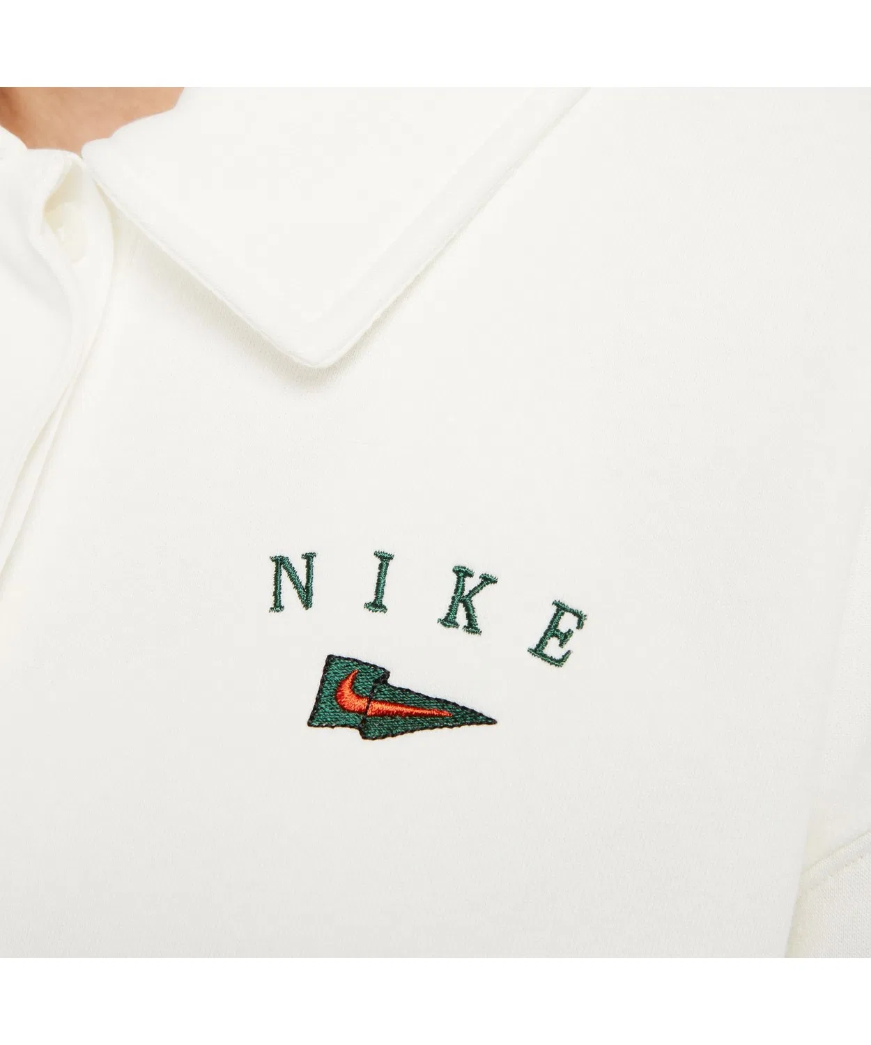 Футболка-поло Nike Sportswear Fleece Cropped длинный рукав, зелёный — фото 4