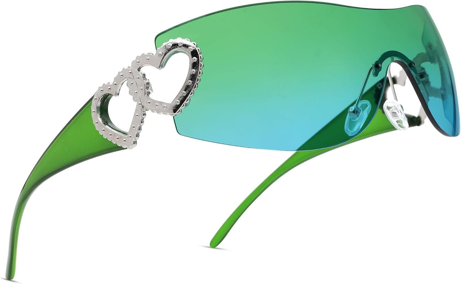 

Солнцезащитные очки Pro Acme Wrap Around Rimless Sunglasses для женщин и мужчин, большие, модные, футуристические солнцезащитные очки в стиле 2000-х, B2 - Green Frame | Gradient Green Lens