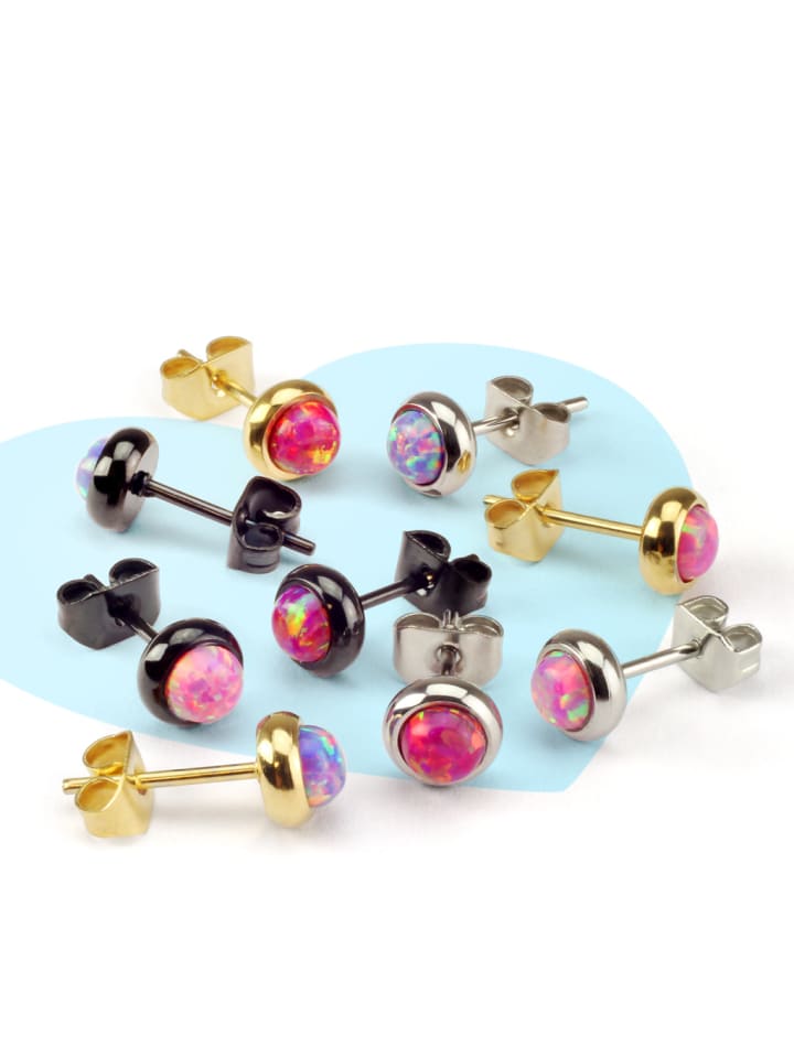 

Bungsa Серьги-гвоздики серебристо-белого цвета