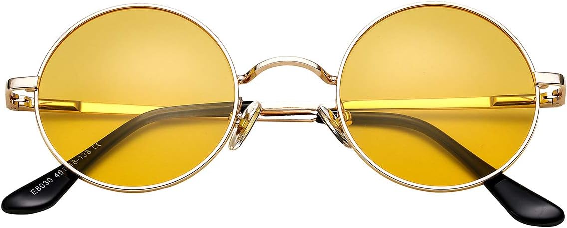 

Классические круглые солнцезащитные очки в стиле ретро, ​​поляризованные солнцезащитные очки в стиле хиппи, маленькие круглые солнцезащитные очки PORADAY, A6 Gold/Clear Yellow