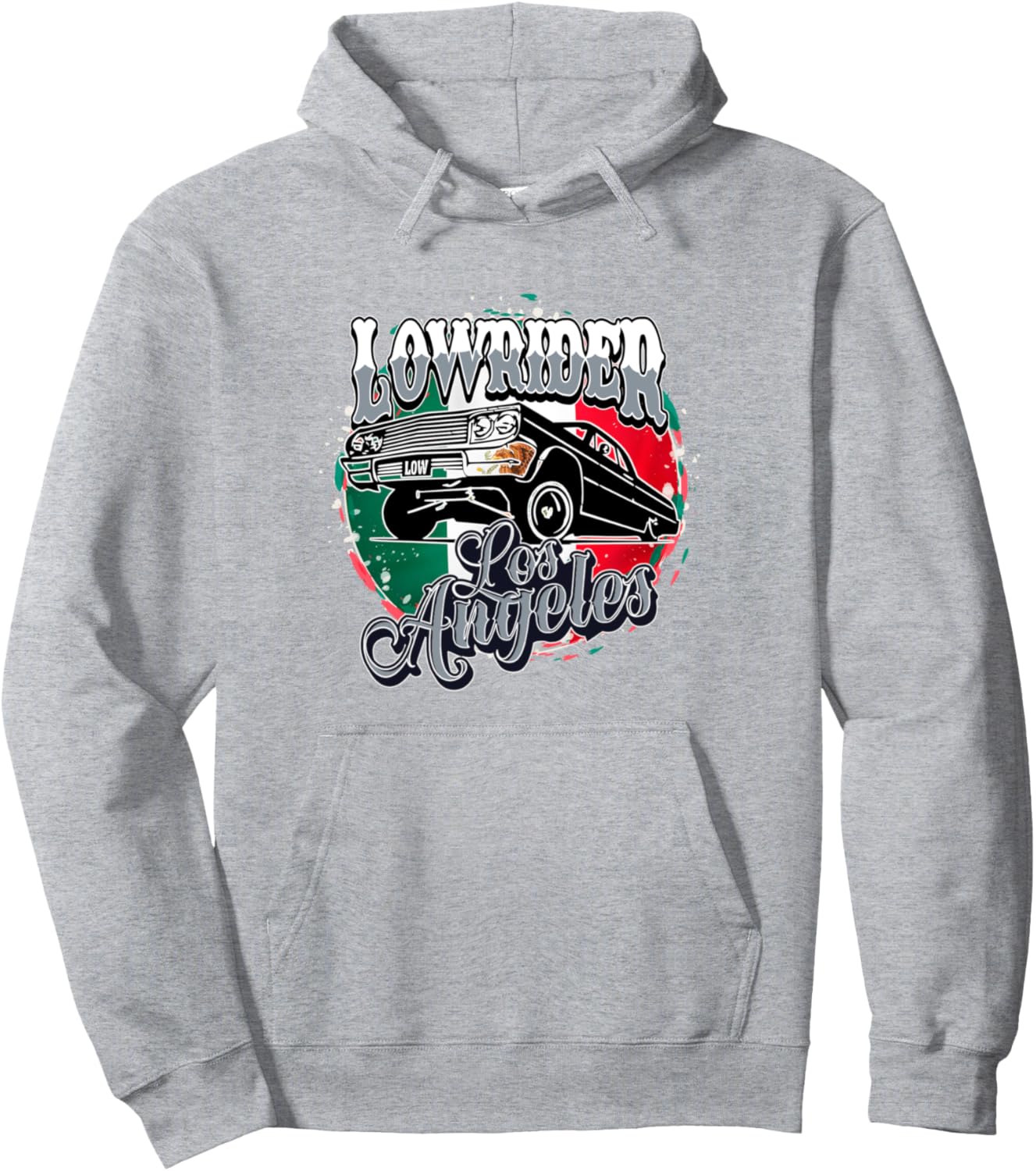 

Толстовка с изображением мексиканского чикано-лоурайдера, мексиканского флага и символики лоурайдера из Лос-Анджелеса Vintage Hot Rod Lowrider Latino La Chicano Cholo, серый