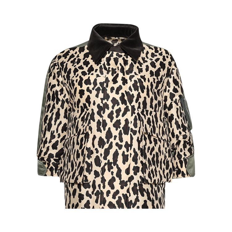 

Куртка Sacai Leopard Print Nylon Twill Jacket 'Ecru/Khaki', желто-коричневый