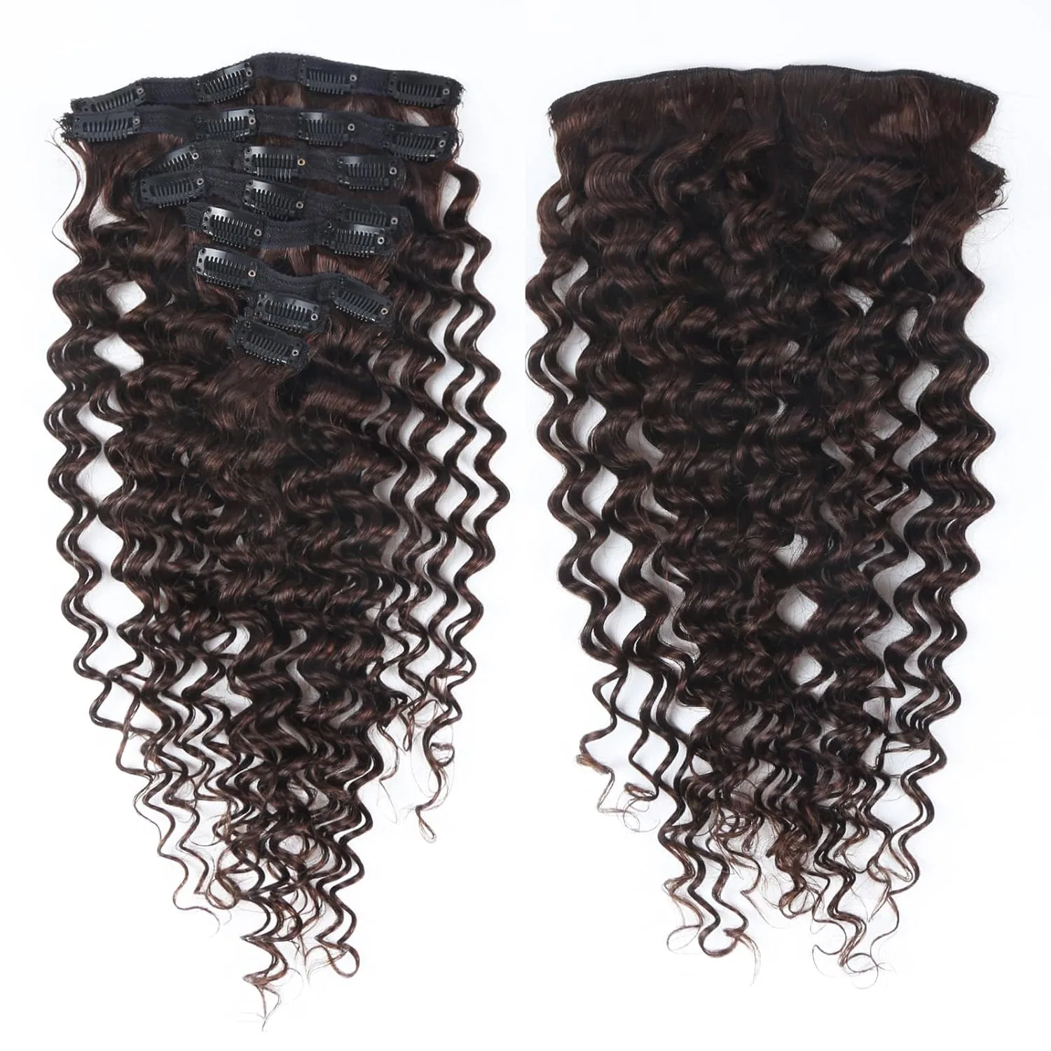 Накладные пряди для волос «Deep Wave» на заколках, 55 см, темно-коричневые Generisch, Dark Brown Dw — фото 2