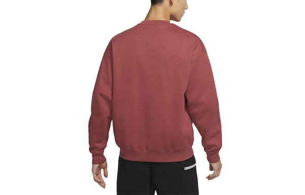 Толстовка Men's Nike Lab Fleece Crew Solid Color Plush Stay Warm Sports Round Neck Pullover Red, мультиколор — фото 2