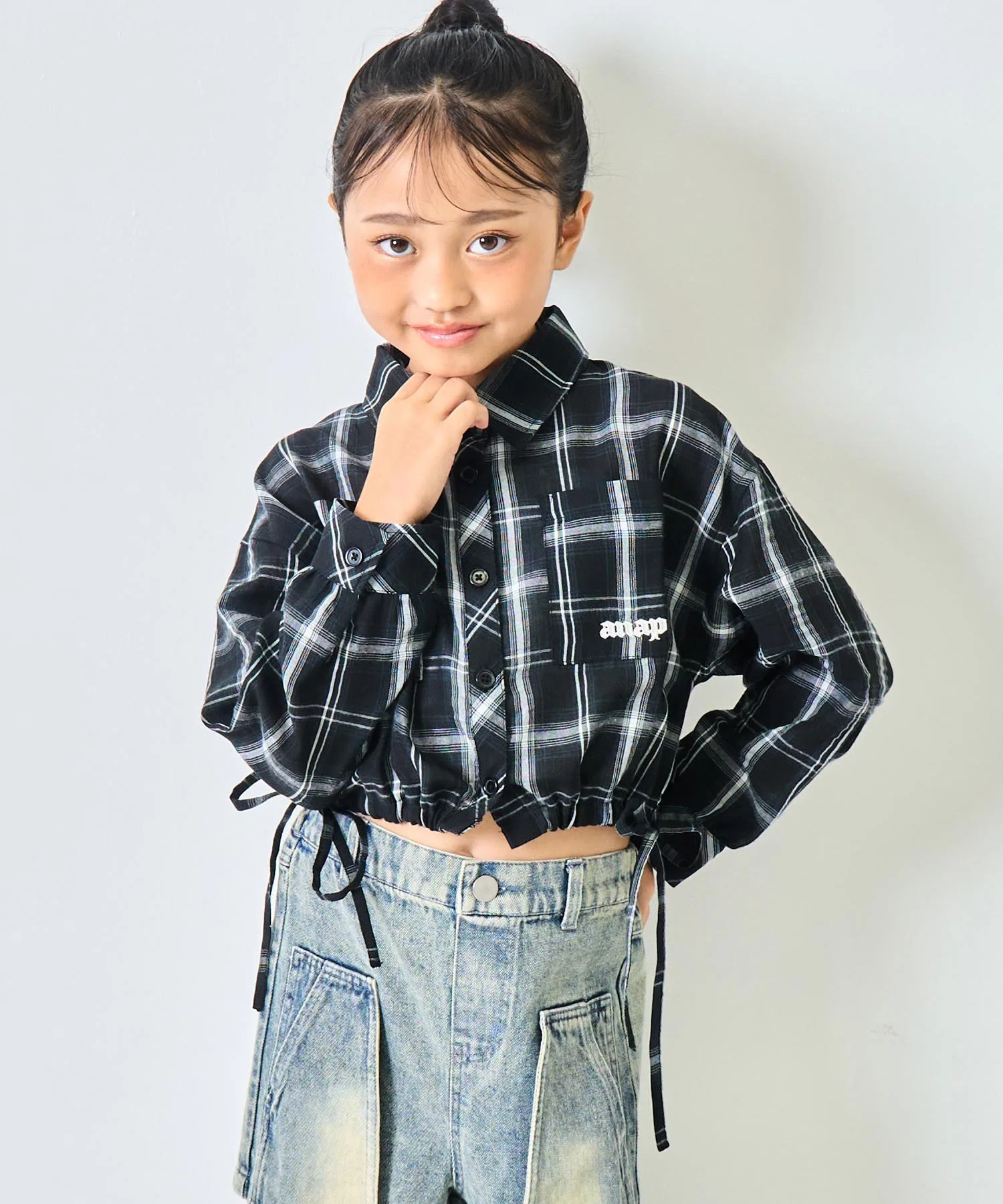 Детская хлопковая рубашка в клетку ANAP kids бежевая — фото 2