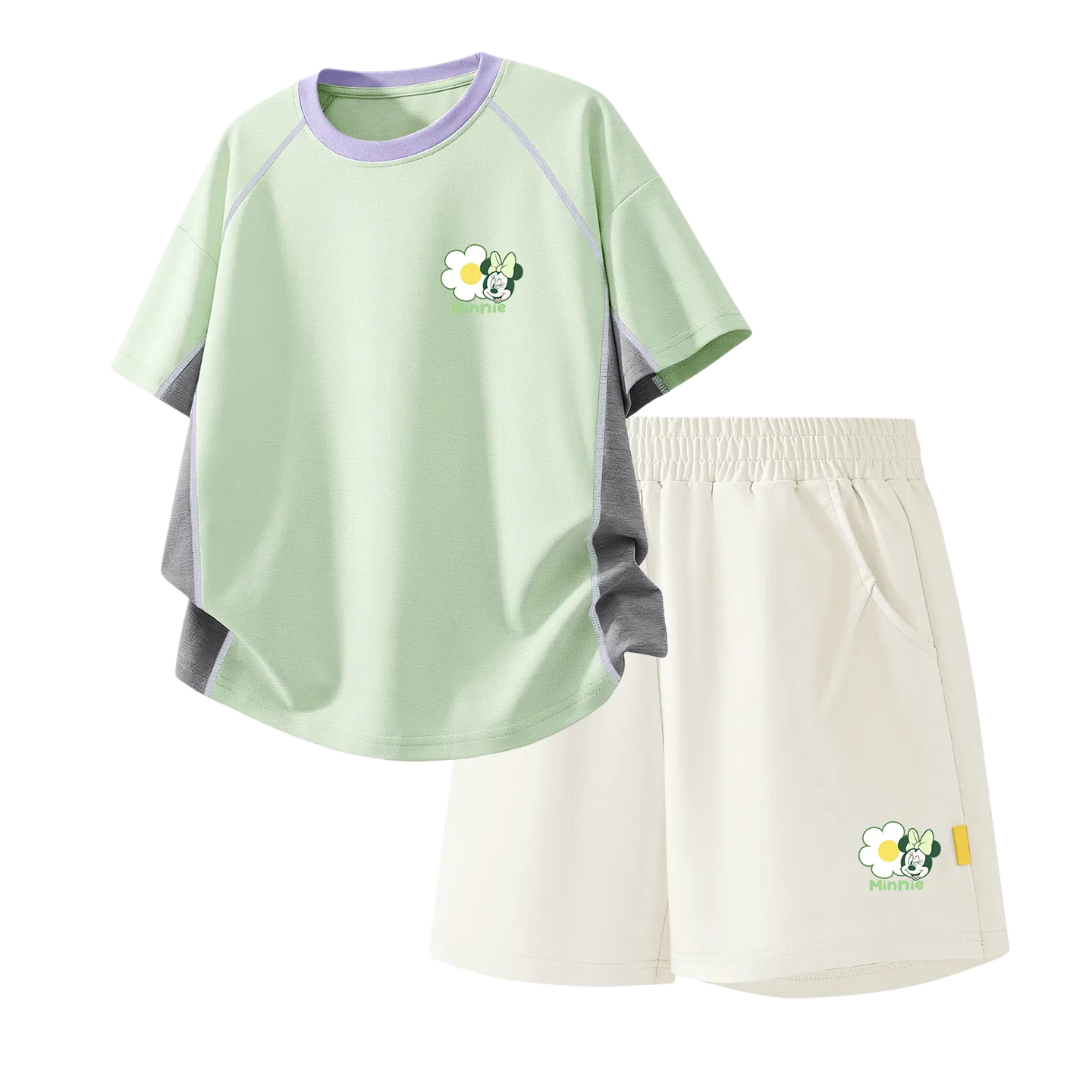 Детский спортивный костюм Casual Sportswear Two Piece Set Disney, Di Floral K Green+Di Floral K Right Lower Mist White