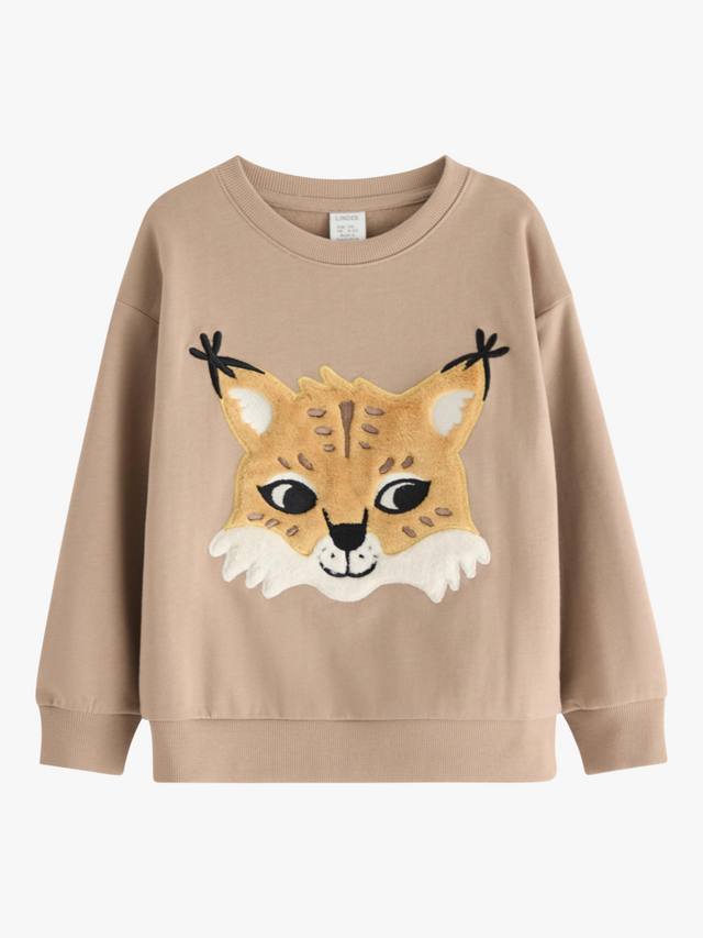 

Детский хлопковый свитшот с аппликацией Lindex, Dusty Beige