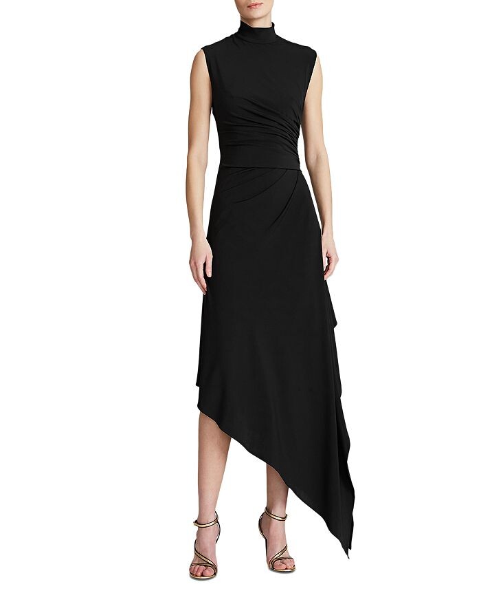 

HALSTON Layla асимметричное платье миди, черный