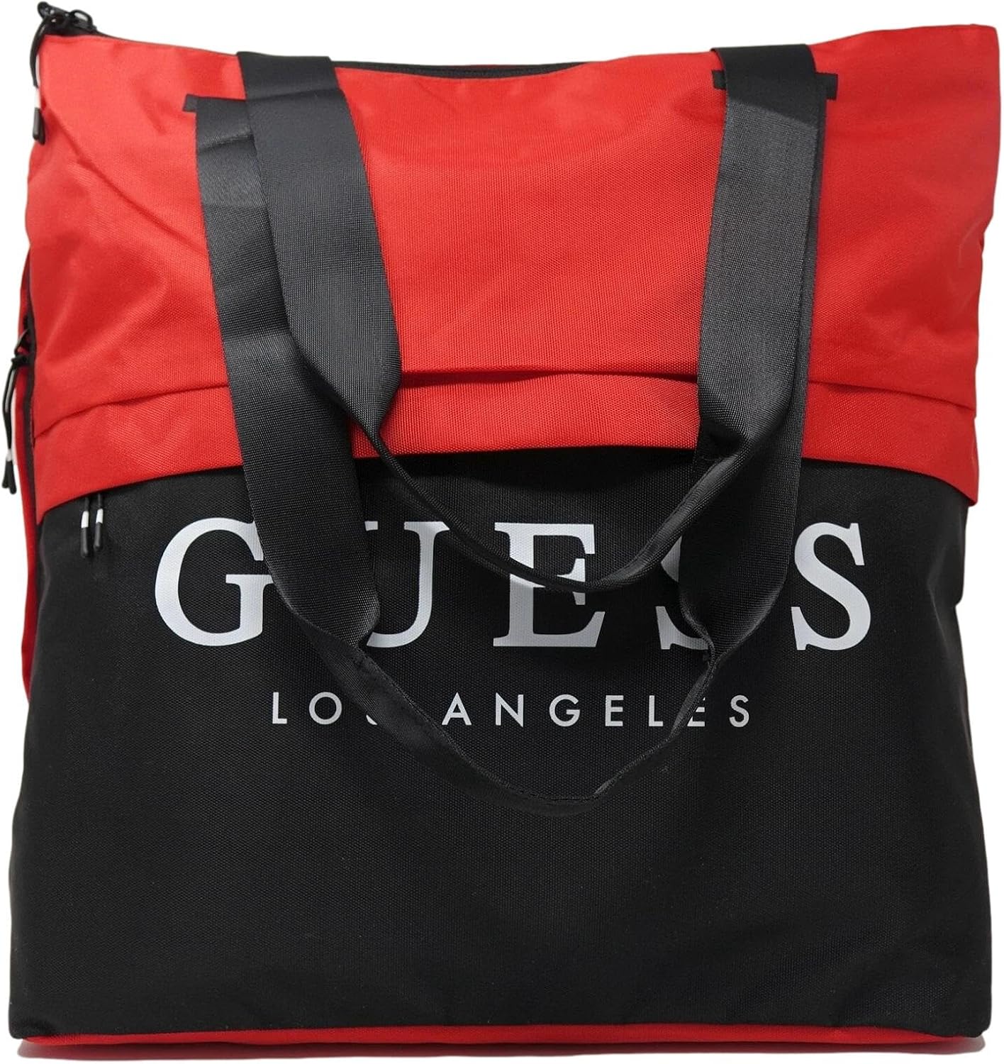 

GUESS Белый логотип Легкая нейлоновая дорожная спортивная сумка-тоут - Red/Black