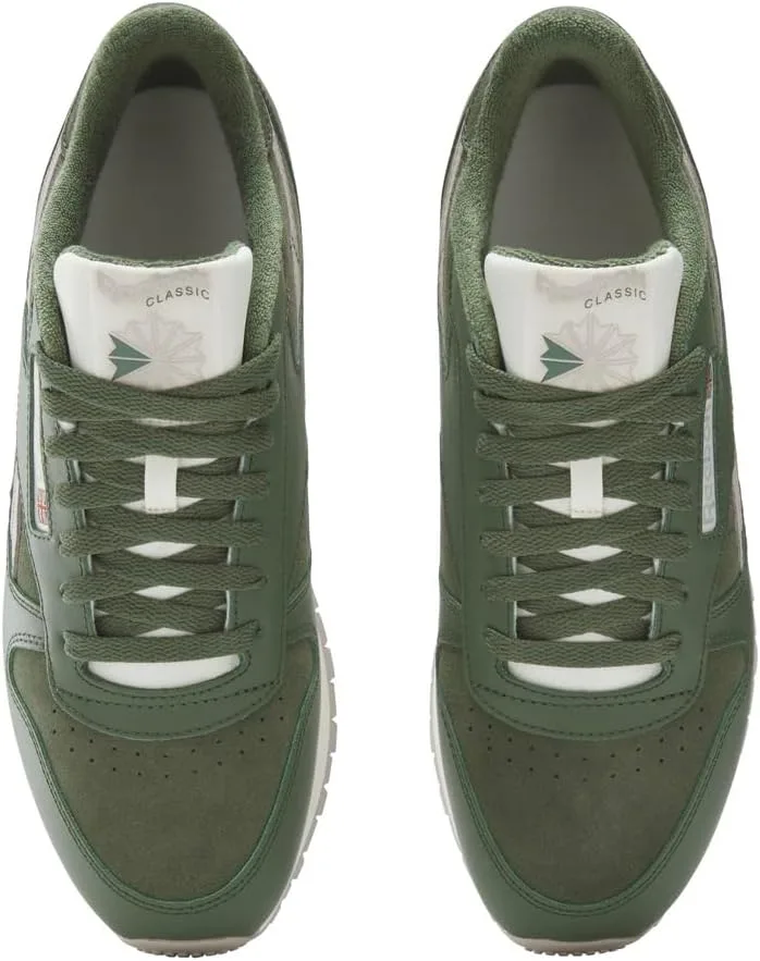 Кроссовки Reebok Unisex Adult Classic Leather V1, зеленый/серый/зеленый — фото 3