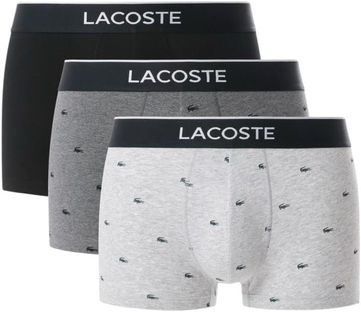 

Мужские повседневные боксеры Lacoste All Over Croc, комплект из 3 шт., хлопковые, эластичные, Black/Midnight Smoke/Dove Grey With Black Waistbands