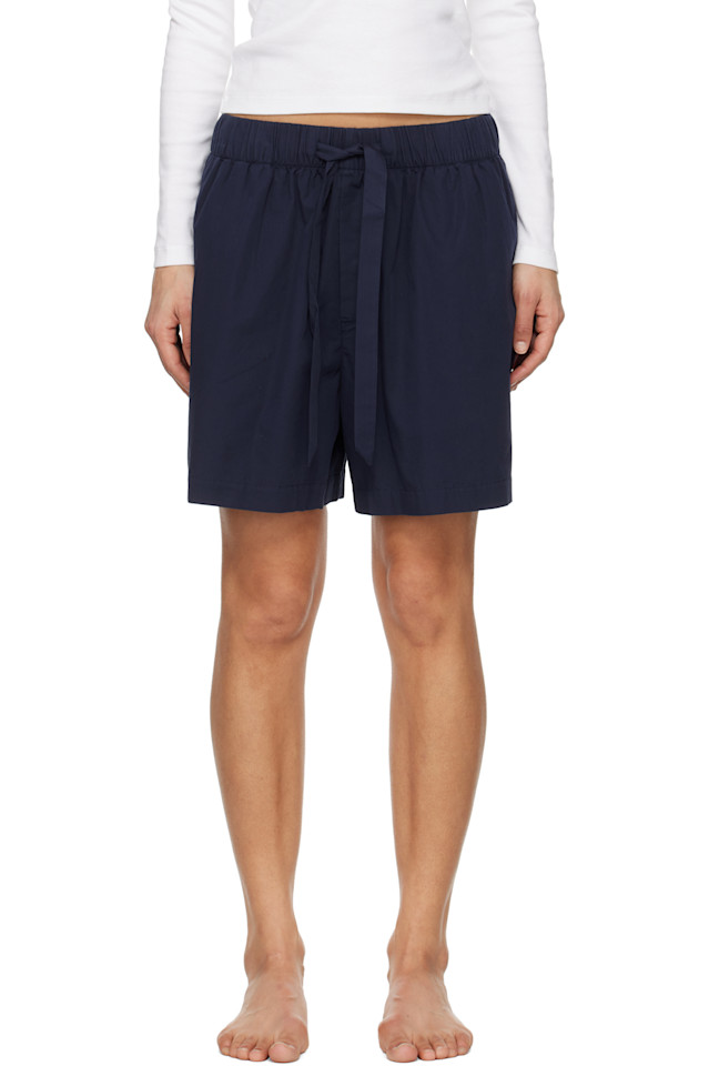 

Пижамные шорты из поплина Tekla, цвет true navy