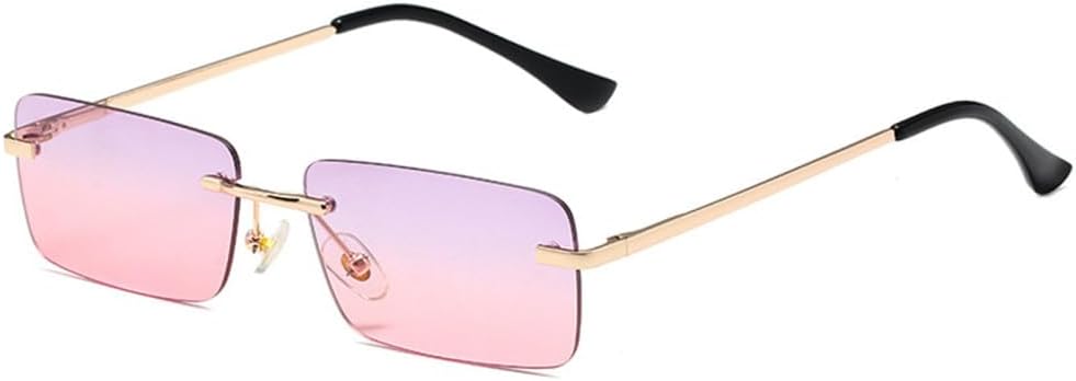 

Маленькие солнцезащитные очки без оправы для женщин и мужчин, винтажные солнцезащитные очки, разноцветные прямоугольные очки с защитой от УФ-излучения UV400 LANGSER, 7