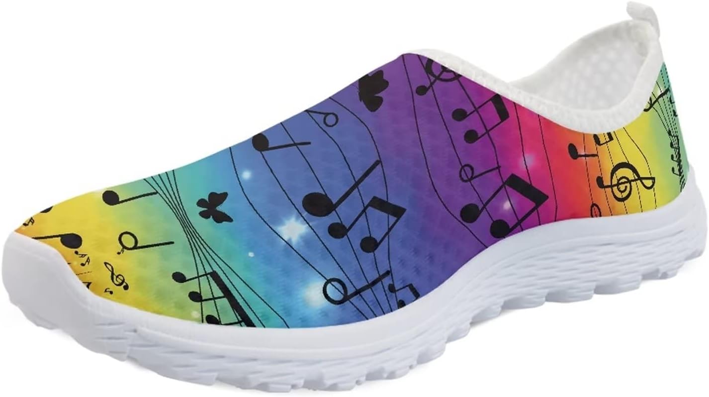 

Мужские кроссовки Forchrinse Moon Star, женские прогулочные слипоны, спортивные кеды в патриотическом стиле, дышащие, Rainbow Music Note