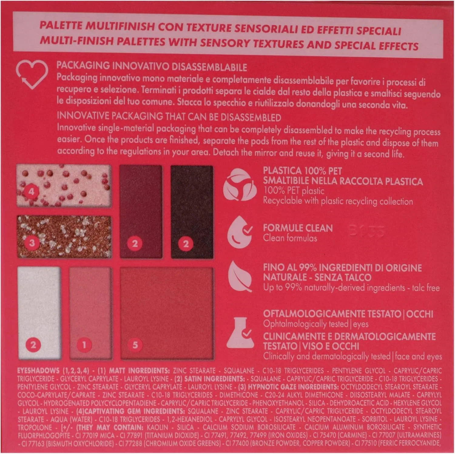 Набор для макияжа 7 теней и румяна Pupa Milano Palette S 003 Coral — фото 3