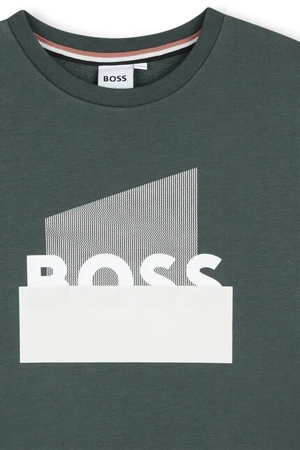 Кофта детская с капюшоном BOSS, зеленый — фото 4