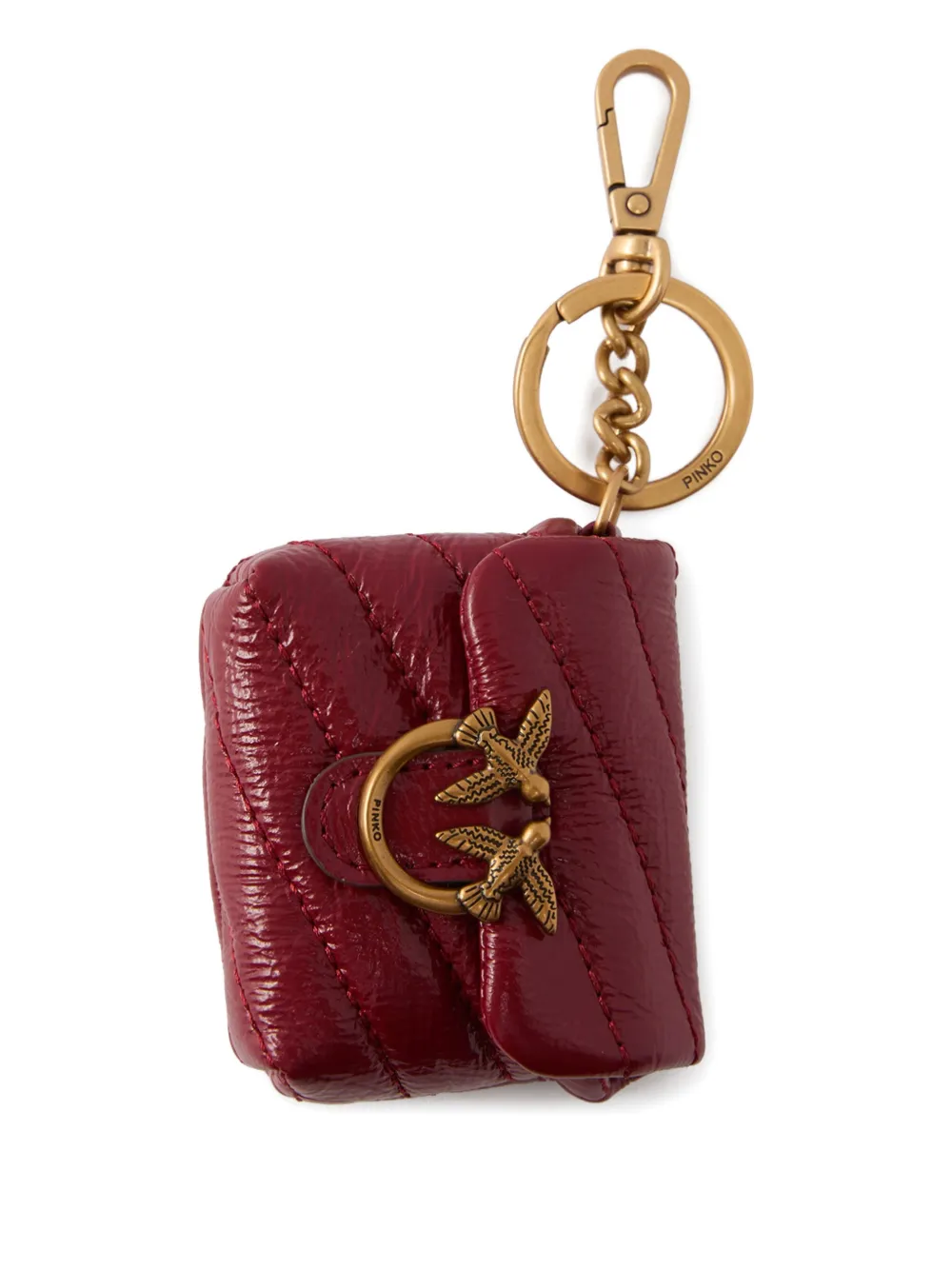 

Чехол для AirPods с вышивкой в виде влюбленных птиц и стеганым узором Pinko, красный