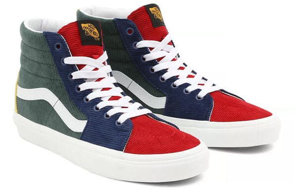 Кроссовки mixed corduroy sk8-hi high-top sneakers green/blue/red Vans, зеленый — фото 3