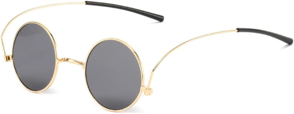 

Ретро маленькие круглые металлические солнцезащитные очки для женщин, модные, с уникальными дужками, прозрачные линзы с градиентным зеркальным покрытием, защита от УФ-излучения UV400 для мужчин HHZZYVY, Golden Grey