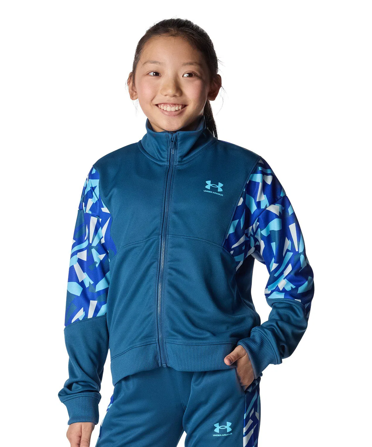 Детская куртка UA Print Block Track Jacket, синяя — фото 3