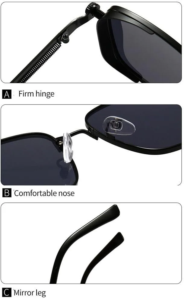 

Солнцезащитные очки в стиле панк с металлической оправой, защита глаз от УФ-излучения 400, ретро-очки, аксессуары для путешествий, уличный стиль TYUVIVO, Black