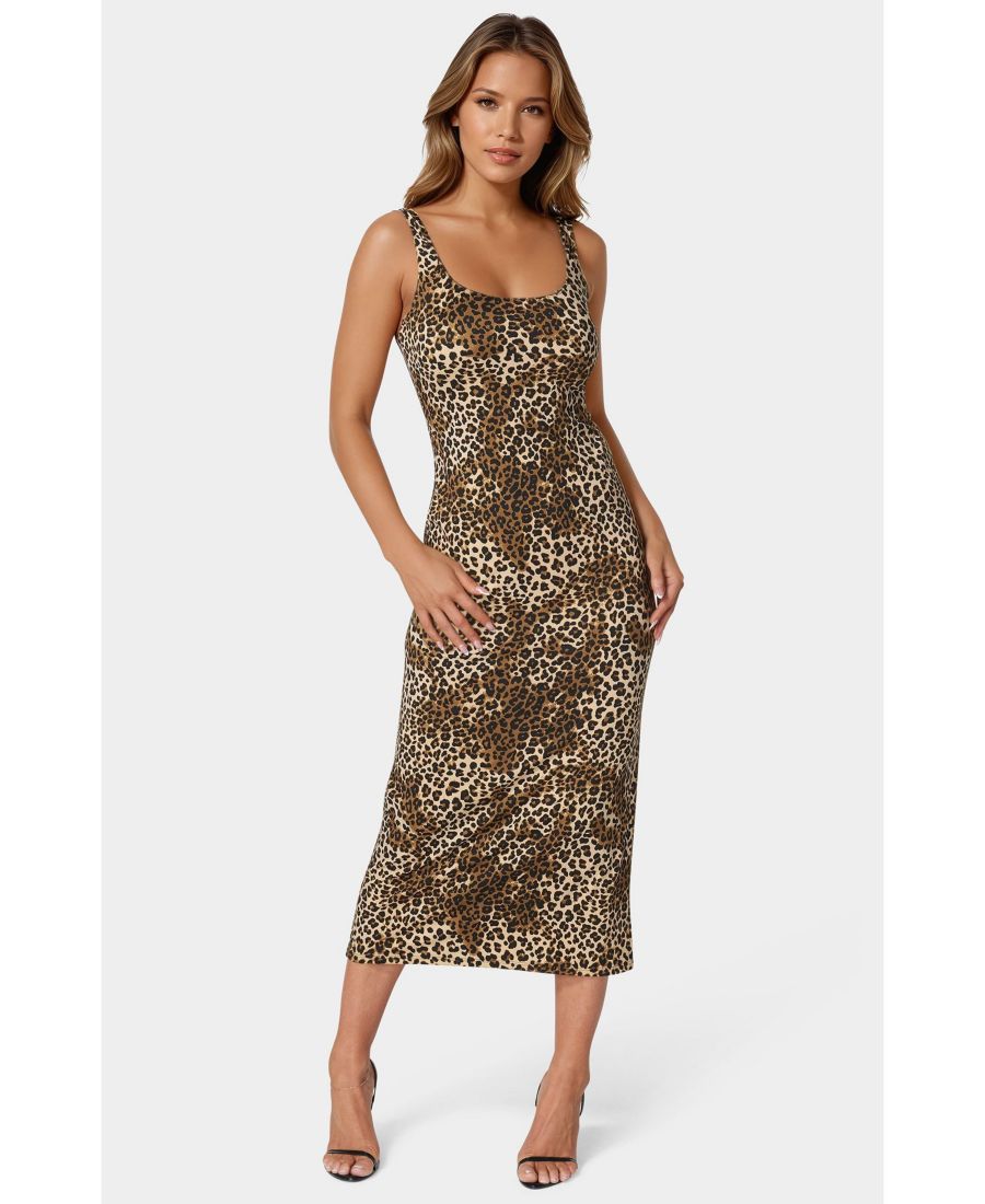 

Женское длинное платье с принтом и квадратным вырезом Bebe, Cheetah