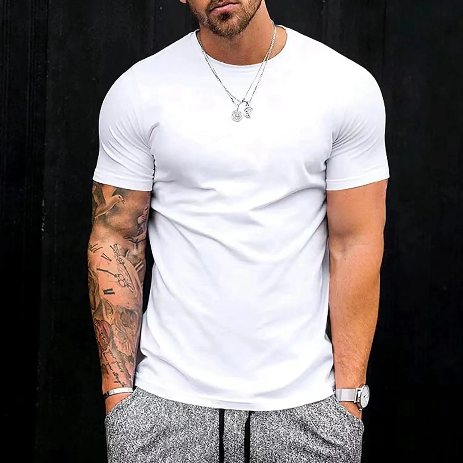 Футболка для тренировок мужская, Slim Fit, короткий рукав — фото 2