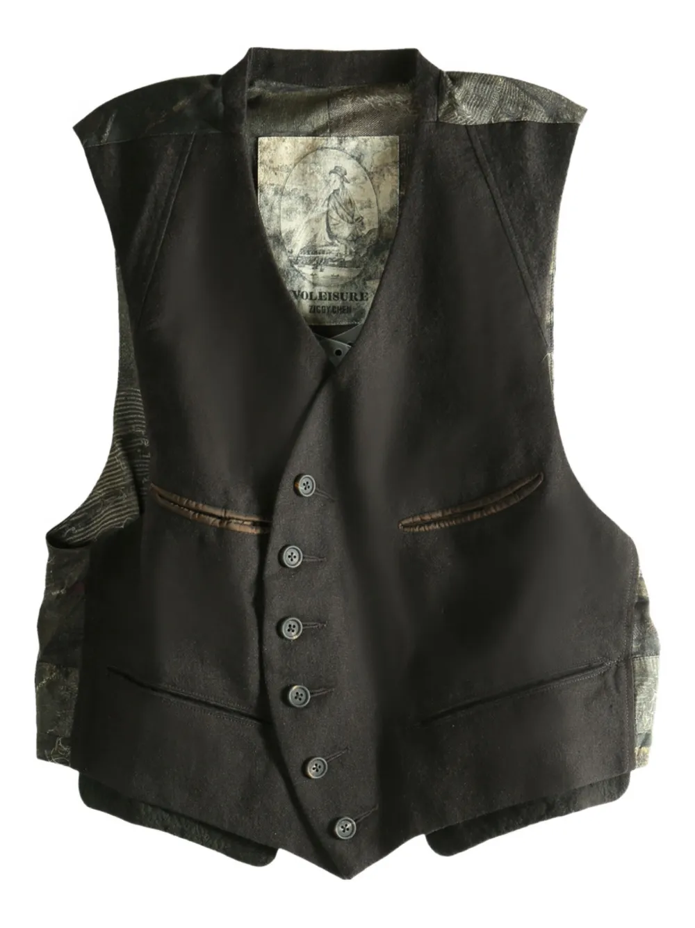 

Жилет из шерсти на пуговицах Ziggy Chen, зеленый