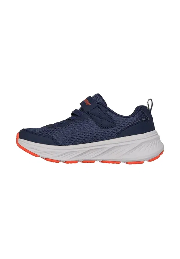 Слипоны Skechers, текстиль/синтетика синий с оранжевой отделкой