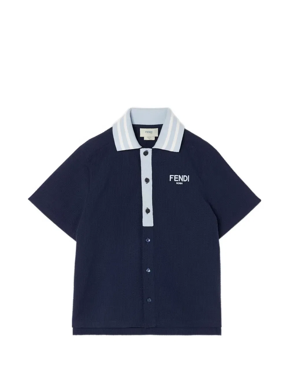 Рубашка -поло с вышитым логотипом Fendi Kids, синий