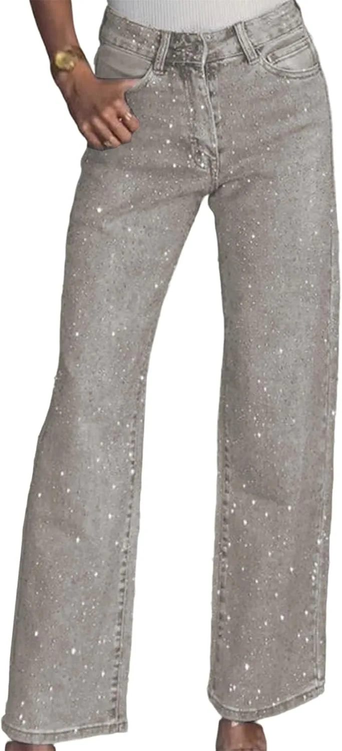 

Женские джинсы Baggy Rhinestone Y2K с пайетками