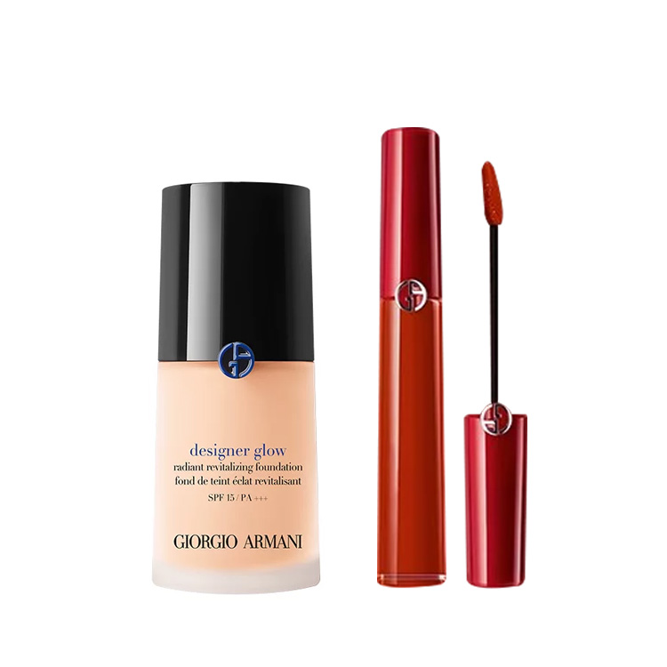 

Набор косметики Blue Label для женщин GIORGIO ARMANI, Two-Piece Set: #405 красный Tube Lipstick 6.5ml+Master Liquid Foundation #2 30ml