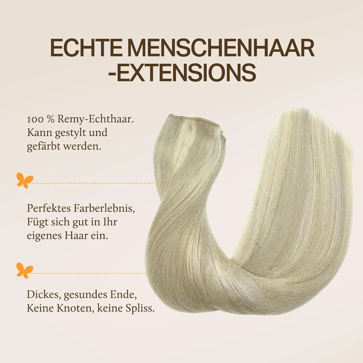 Накладные волосы на леске Secret Clip-In Remy от DOORES, 40 см, 95 г Doores, #17A/60A Ash Blonde Highlights Platinum Blonde — фото 2