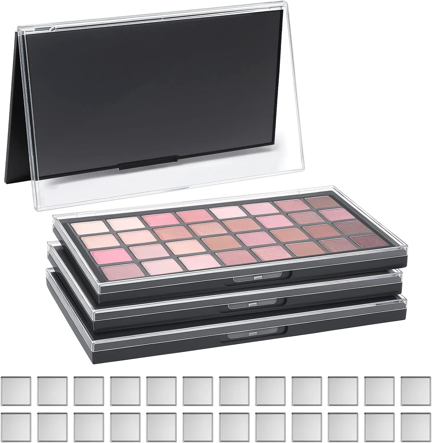 Магнитная палетка для макияжа Acellegic с прозрачной крышкой, 36 ячеек, черный