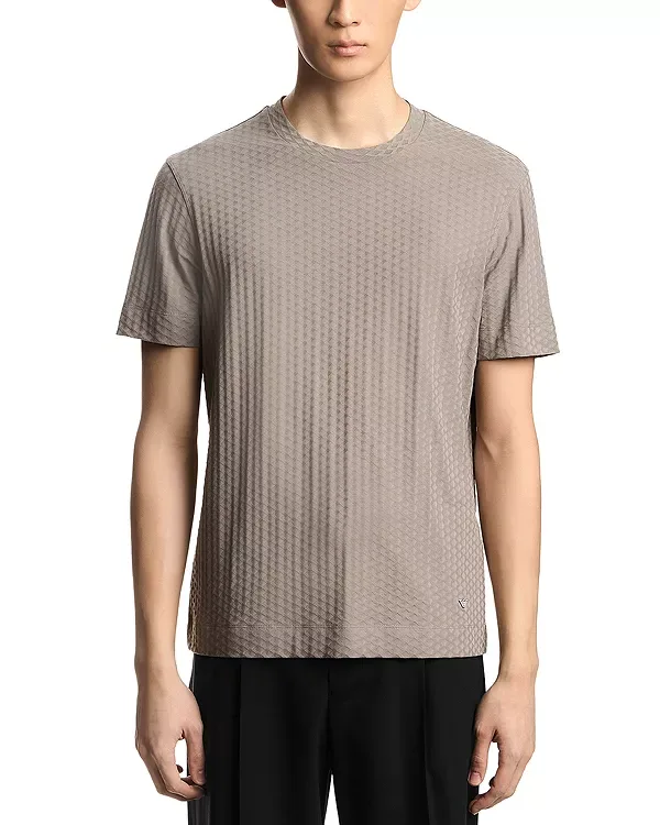 Жаккардовая футболка с круглым вырезом Emporio Armani, Beige