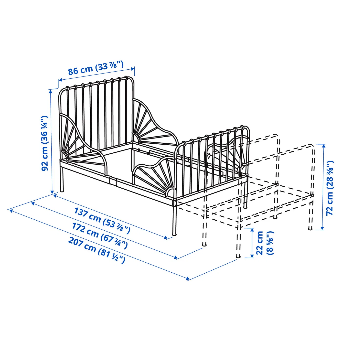 Раздвижная кровать IKEA MINNEN, 80x200 см, белый — фото 3
