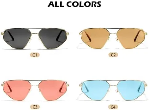 

Металлические солнцезащитные очки для женщин и мужчин, очки «кошачий глаз» с двойным лучом, многоугольные, неправильной формы, защита от ультрафиолета UV400 MTZJH